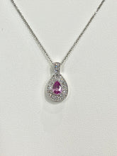 Cargar imagen en el visor de la galería, Pink Sapphire And Diamond White Gold Necklace