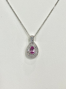 Pink Sapphire And Diamond White Gold Necklace