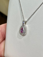 Cargar imagen en el visor de la galería, Pink Sapphire And Diamond White Gold Necklace