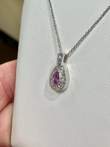 Pink Sapphire And Diamond White Gold Necklace