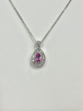 Cargar imagen en el visor de la galería, Pink Sapphire And Diamond White Gold Necklace