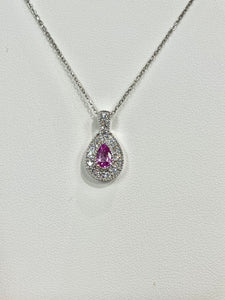 Pink Sapphire And Diamond White Gold Necklace