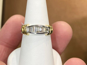 Natural Baguette Diamond Ring 18 K