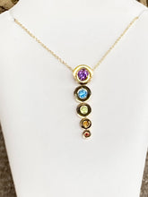 Load image into Gallery viewer, Multi Colored Stone Gold Pendant With Chain