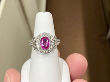 Cargar imagen en el visor de la galería, Pink Sapphire And Diamond White Gold Ring