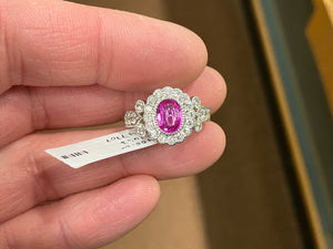 Pink Sapphire And Diamond White Gold Ring