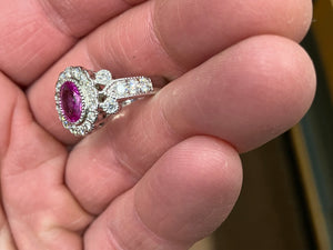 Pink Sapphire And Diamond White Gold Ring