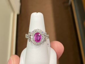 Pink Sapphire And Diamond White Gold Ring