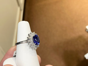 Tanzanite And Diamond White Gold Ring