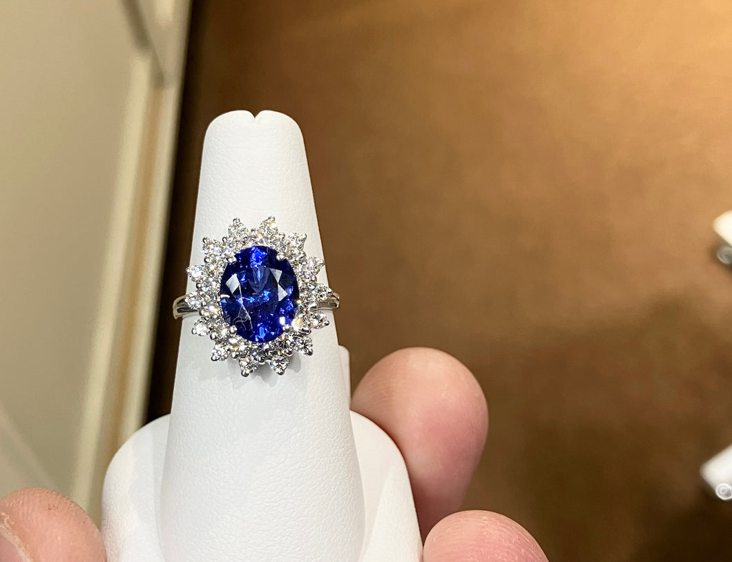 Tanzanite And Diamond White Gold Ring