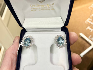 Aquamarine And Diamond White Gold Earrings