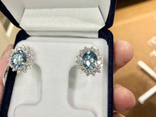 Load image into Gallery viewer, Aquamarine And Diamond White Gold Earrings