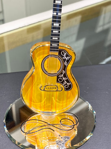 Acoustic Guitar Glass Figurine