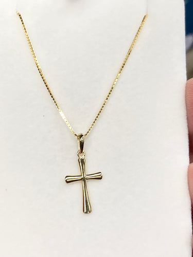 Gold Cross And Box Link Chain