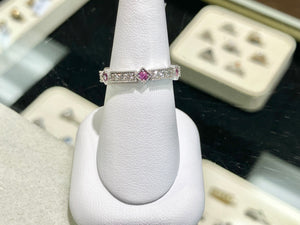 Natural Pink Sapphire And Diamond White Gold Ring