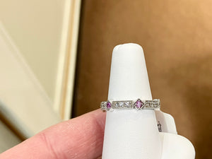 Natural Pink Sapphire And Diamond White Gold Ring