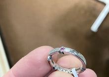 Load image into Gallery viewer, Natural Pink Sapphire And Diamond White Gold Ring