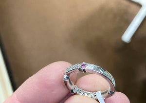 Natural Pink Sapphire And Diamond White Gold Ring