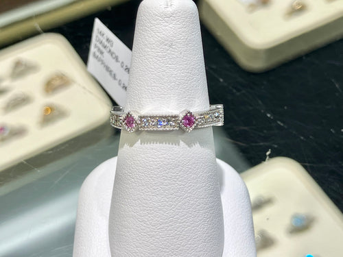 Natural Pink Sapphire And Diamond White Gold Ring