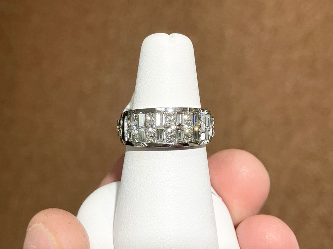 Invisible Set Natural Diamond 18K White Gold Ring