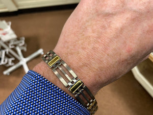 Titanium And Yellow Ip Plating Long Bracelet