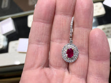 Laden Sie das Bild in den Galerie-Viewer, Natural Ruby And Diamond White Gold Dangle Earrings