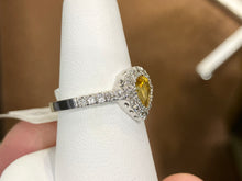 Laden Sie das Bild in den Galerie-Viewer, Natural Yellow Sapphire And Diamond White Gold Ring