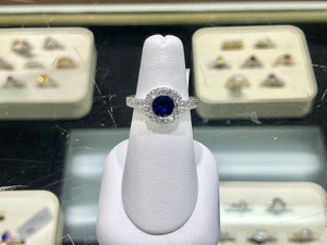 Natural Sapphire And Diamond Platinum Ring