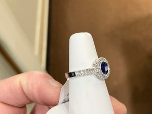 Natural Sapphire And Diamond Platinum Ring