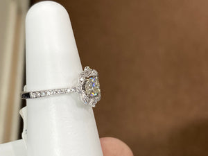 Diamond Halo Engagement Ring 14 K White Gold 0.64 Carats