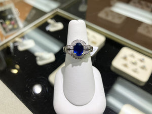 Natural Sapphire And Diamond White Gold Ring