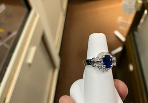 Natural Sapphire And Diamond White Gold Ring