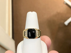 Gold Onyx And Diamond Ring