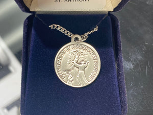 Saint Anthony And Saint Francis Silver Pendant And Chain