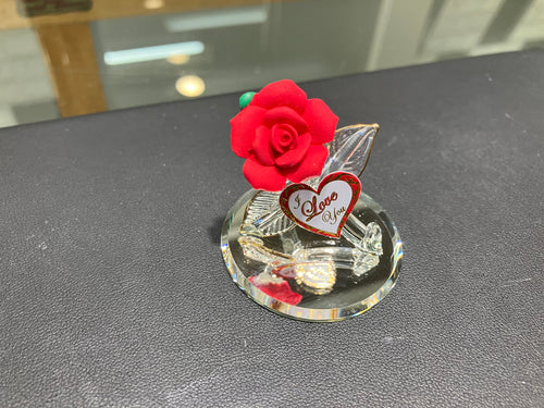 I Love You Rose Glass Figurine