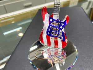 United States Flag Guitar Glass Figurine