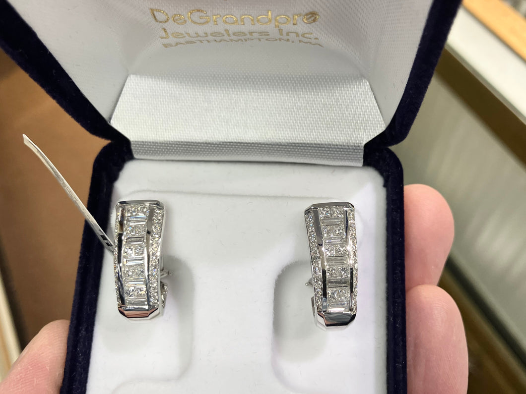 White Gold Natural Diamond Omega Back Earrings