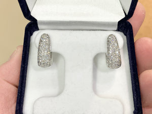 White Gold Pave Set Natural Diamond Earrings 1.67 Carats