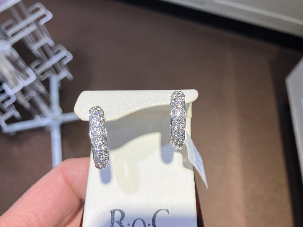 Pave Set Natural Diamond Hoop Earrings