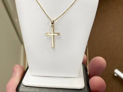 Gold Cross Pendant With 20 Inch Box Chain