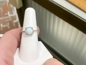 Silver Opal And Diamond Ring