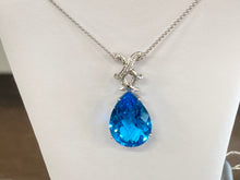 Charger l&#39;image dans la galerie, Blue Topaz And Diamond White Gold Pendant