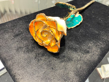 Load image into Gallery viewer, Orange And White 24k Gold Plated Real Rose