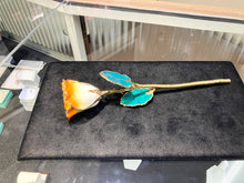 Load image into Gallery viewer, Orange And White 24k Gold Plated Real Rose