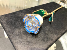 Load image into Gallery viewer, Blue And White Gold Plated Rose