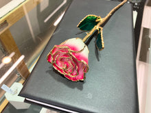 Load image into Gallery viewer, Red Pink And White 24k Gold Plated Real Rose