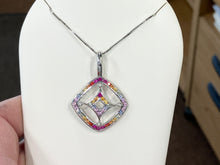 Cargar imagen en el visor de la galería, Rainbow Sapphire And Ruby White Gold Pendant And Chain