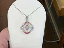 Load image into Gallery viewer, Rainbow Sapphire And Ruby White Gold Pendant And Chain