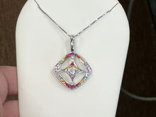 Charger l&#39;image dans la galerie, Rainbow Sapphire And Ruby White Gold Pendant And Chain