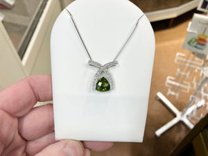 Green Tourmaline And Diamond White Gold Pendant